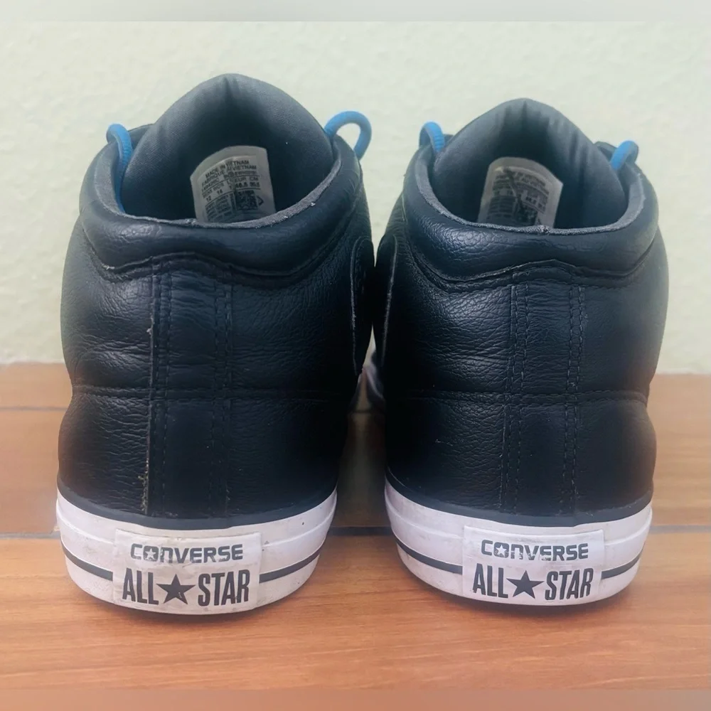 Converse Chuck Taylor All Star Leather High-Top Sneakers Blue Laces Size: 12
